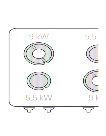 Cucina a gas 4 fuochi, forno a gas GN 2/1, fuochi aperti 2x5,5kw + 2x9kw - cam. forno cm 57,5x65x30 - cm 80x90x90h