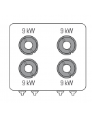 Cucina a gas 4 fuochi, forno a gas GN 2/1, fuochi aperti 4x9kw - cam. forno cm 57,5x65x30 - cm 80x90x90h