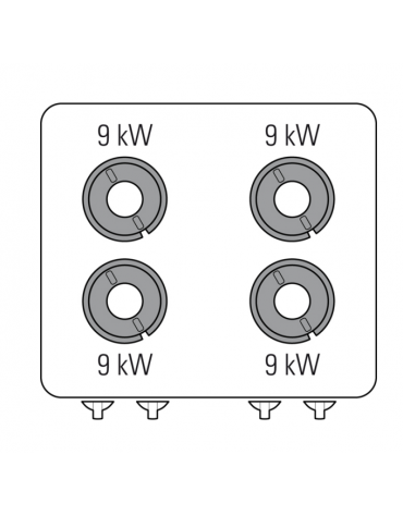 Cucina a gas 4 fuochi, forno a gas GN 2/1, fuochi aperti 4x9kw - cam. forno cm 57,5x65x30 - cm 80x90x90h