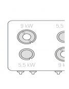 Cucina a gas 4 fuochi, forno elettrico ventilato GN 1/1, fuochi aperti 2x5,5kw + 2x9kw - cam. forno cm 57x51,5x30 - cm 80x90x90h