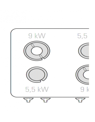 Cucina a gas 4 fuochi, forno elettrico ventilato GN 1/1, fuochi aperti 2x5,5kw + 2x9kw - cam. forno cm 57x51,5x30 - cm 80x90x90h