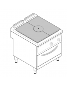 Cucina tuttopiatsra a gas, forno a gas GN 2/1, potenza pistra 1x11kW - cam. forno cm 57,5x65x30 - cm 80x90x90h