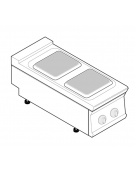 Cucina elettrica da banco in acciaio Inox, 2 piastre ermetiche quadrate cm 30x30 - potenza totale 8 Kw trifase - cm 40x90x28h