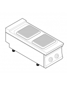 Cucina elettrica da banco trifase-8kw, 2 piastre quadre cm 30x30 - cm 40x90x28h