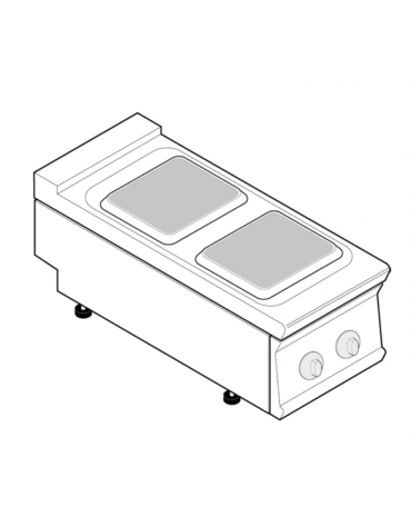 Cucina elettrica da banco trifase-8kw, 2 piastre quadre cm 30x30 - cm 40x90x28h