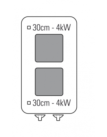 Cucina elettrica da banco trifase-8kw, 2 piastre quadre cm 30x30 - cm 40x90x28h