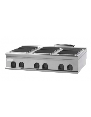 Cucina elettrica da banco trifase-24kw, 6 piastre quadre cm 30x30 - cm 120x90x28h