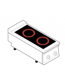 Piano cottura elettrico in vetroceramica da banco - 2 zone cottura - potenza totale 6,8 Kw trifase - cm 40x90x28h