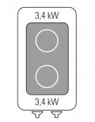 Piano cottura elettrico in vetroceramica da banco - 2 zone cottura - potenza totale 6,8 Kw trifase - cm 40x90x28h