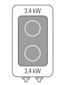 Piano di cottura elettrico trifase-6,8kw da banco, con 2 piani di cottura in vetroceramica - cm 40x90x28h