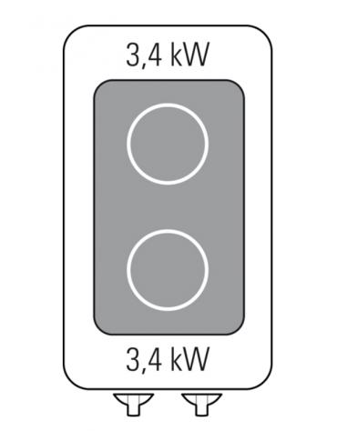 Piano cottura elettrico in vetroceramica da banco - 2 zone cottura - potenza totale 6,8 Kw trifase - cm 40x90x28h
