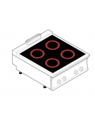 Piano cottura elettrico in vetroceramica da banco - 4 zone cottura - potenza totale 13,6 Kw trifase - cm 80x90x28h