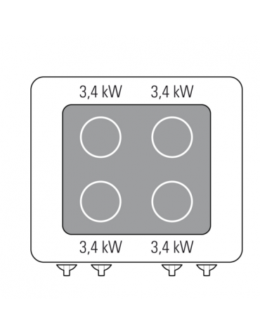 Piano di cottura elettrico trifase-13,6kw da banco, con 4 piani di cottura in vetroceramica - cm 80x90x28h