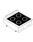 Piano cottura elettrico ad induzione da banco in acciaio inox, 4 zone di cottura - potenza totale 20Kw trifase  - cm 80x90x28h