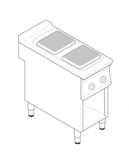 Cucina elettrica trifase-8kw  su vano aperto, 2 piastre quadre cm 30x30 - dim tot. cm 40x90x90h