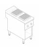 Cucina elettrica trifase-8kw  su vano aperto, 2 piastre quadre cm 30x30 - dim tot. cm 40x90x90h