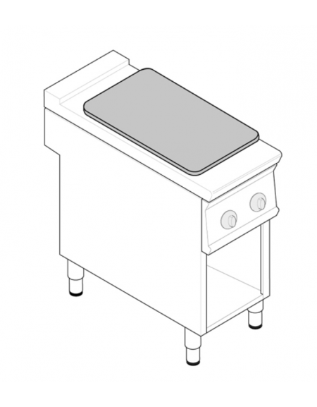 Tuttapiastra elettico trifase-7kw su vano aperto, piastra cm 37,4x72 - cm 40x90x90h