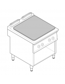 Tuttapiastra elettrico su vano aperto - 4 zone cottura, piastra cm 77x68,4 - potenza totale 7Kw trifase - cm 80x90x90h