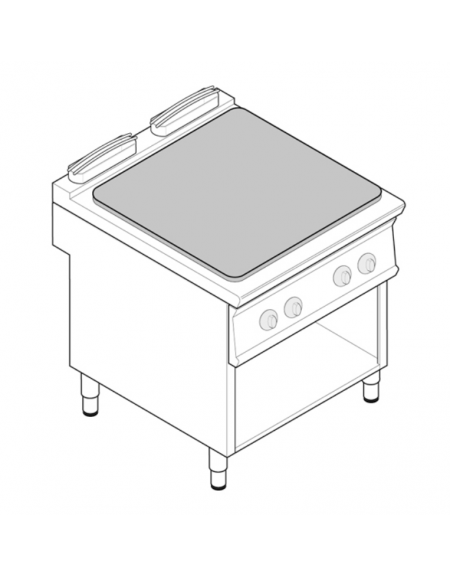 Tuttapiastra elettico trifase-14kw su vano aperto, piastra cm 77x68,4 - cm 80x90x90h