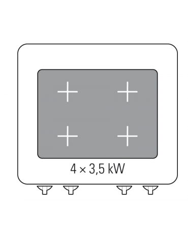 Tuttapiastra elettico trifase-14kw su vano aperto, piastra cm 77x68,4 - cm 80x90x90h