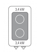 Piano cottura elettrico in vetroceramica su vano aperto - 2 zone cottura - potenza totale 6,8 Kw trifase - cm 40x90x90h