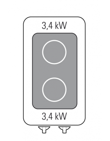Piano cottura elettrico in vetroceramica su vano aperto - 2 zone cottura - potenza totale 6,8 Kw trifase - cm 40x90x90h