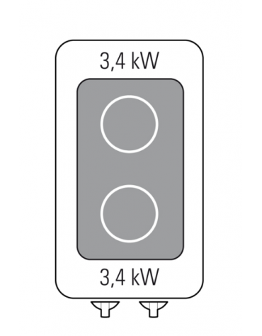 Piano di cottura elettrico trifase-6,8kw su vano aperto cm 33x76,1x39,5h, 2 piani di cottura in vetroceramica - cm 40x90x90h
