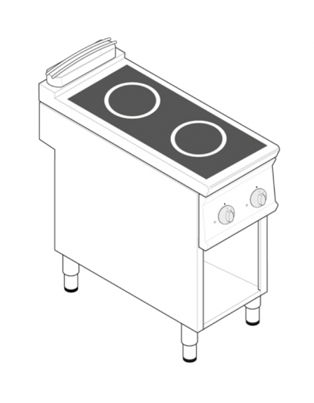 Piano di cottura ad induzione trifase-10kw su vano aperto cm 33x76,1x39,5h, 2 piani di cottura - cm 40x90x90h