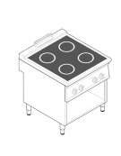 Piano cottura elettrico ad induzione su vano aperto, 4 zone di cottura - potenza totale 20Kw trifase  - cm 80x90x90h