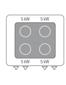Piano cottura elettrico ad induzione su vano aperto, 4 zone di cottura - potenza totale 20Kw trifase  - cm 80x90x90h