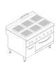 Cucina elettrica trifase - 29 kw, 6 piastre cm 30x30, su forno elett. ventilato, camera cm 57,5x51,5x30h - cm 120x90x90h