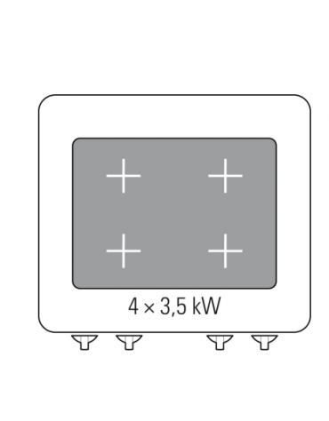 Cucina  tuttopiastra elettrica cm 77x68,4, trifase-19,3kw,  su forno elet. camera cm 57,5x65x30 - dim tot. cm 80x90x90h