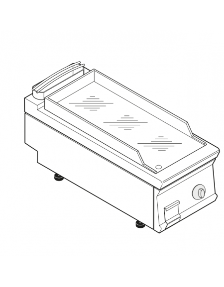 Fry top elett. trifase-6kw da banco, piastra liscia cromata, r. temp. 50÷320 °C - sup. di cottura cm 34,9x69,8  - dim. 40x90x28h