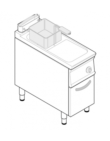 Friggitrice a gas freestanding, 1 vasca con vasca a "V" 17lt - cm tot. 40x90x90h