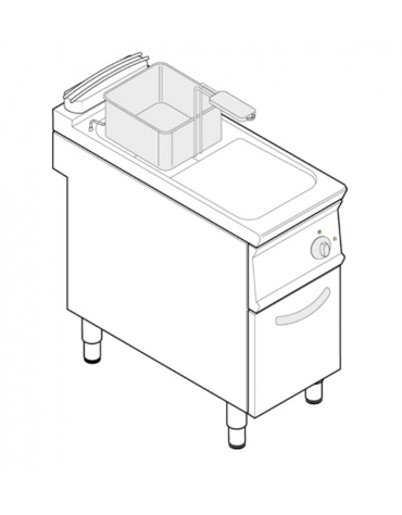 Friggitrice elettrica su mobile trifase-16,5kw - 1 vasca con resistenze rotanti 17Lt. - cm 40x90x90h