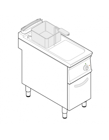 Friggitrice elettrica su mobile trifase-20kw - 1 vasca con resistenze rotanti 21Lt. - cm 40x90x90h