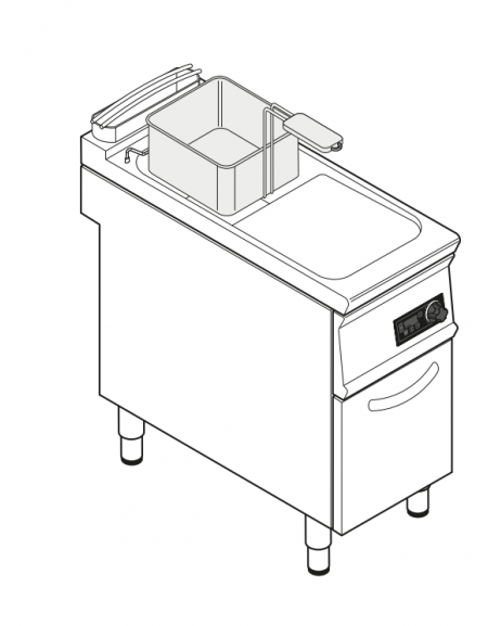 Friggitrice elettrica su mobile trifase-20kw con controllo elettronico - 1 vasca con resistenze rotanti 21Lt. - cm 40x90x90h