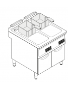 Friggitrice elettrica su mobile trifase-33kw con controllo elettronico - 2 vasche con resistenze rotanti 17+17Lt. - cm 80x90x90h
