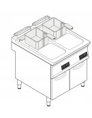 Friggitrice elettrica su mobile trifase-40kw con controllo elettronico - 2 vasche con resistenze rotanti 21+21Lt. - cm 80x90x90h