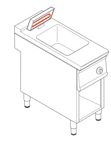 Scaldapatate elettrico monofase-1,65kw su vano aperto, 1 vasca GN1/1 dim. cm 32,5x53x15h - dim tot. cm 40x90x90h