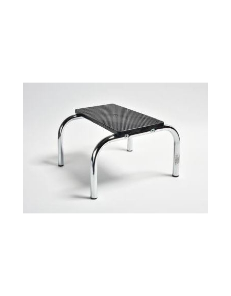 SCALETTA PER LETTINO VISITA MEDICA AD 1 GRADINO - Portata Kg 100 -Pedana in plastica nera antiscivolo-Struttura in acciaio croma