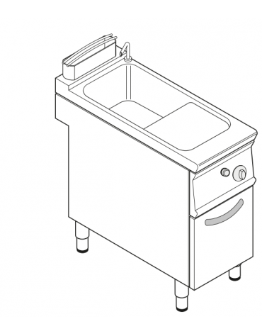 Cuocipasta a gas,1 vasca GN1/1 AISI 316 da 40 litri di capacità - potenza totale 15 kw - cm 40x90x90h