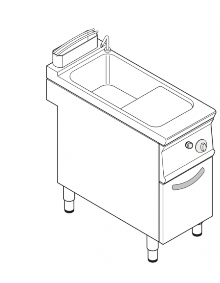 Cuocipasta a gas,1 vasca GN1/1 AISI 316 da 40 litri di capacità - potenza totale 15 kw - cm 40x90x90h