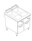 Cuocipasta a gas, 2 vasche GN1/1 - AISI 316 da 40+40 litri di capacità - potenza totale 30 kw - cm 80x90x90h