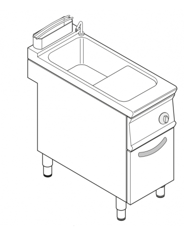 Cuocipasta elettrico trifase-9kw, in acciaio in acciaio inox AISI 316, 1 vasca da 40 litri di capacità - cm 40x90x90h