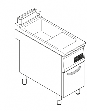 Cuocipasta elettrico trifase-9kw con controllo elettronico, inox AISI 316, 1 vasca da 40 litri di capacità - cm 40x90x90h