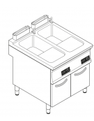 Cuocipasta elettrico trifase-18kw con controllo elettronico, inox AISI 316, 1 vasca da 40+40 litri di capacità - cm 80x90x90h Cuocipasta elettrico trifase-18kw con controllo elettronico, inox AISI 316, 1 vasca da 40+40 litri di capacità - cm 80x90x90h