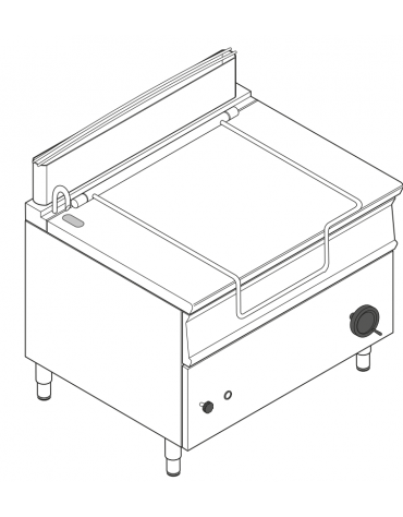 Brasiera a gas ribaltabile manuale con vasca inox, 1 vasca cm 110x61x22,5h con capacità 120lt - cm 120x90x90h