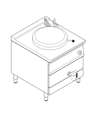 Pentola elettrica INDIRETTA trifase-16kw, 1 vasca capacità 100 Lt. cm Ø60xh41,5 - dim tot. cm 80x90x90h