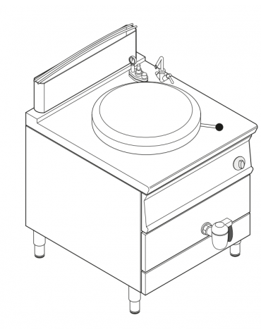 Pentola a gas INDIRETTA, 1 vasca capacità 100 Lt. cm Ø60xh41,5 - dim tot. cm 80x90x90h